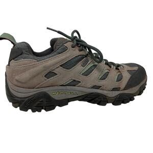 Merrell Suede Hiking Shoe Lace Up Rugged Outdoor Brown Olive - 8.5